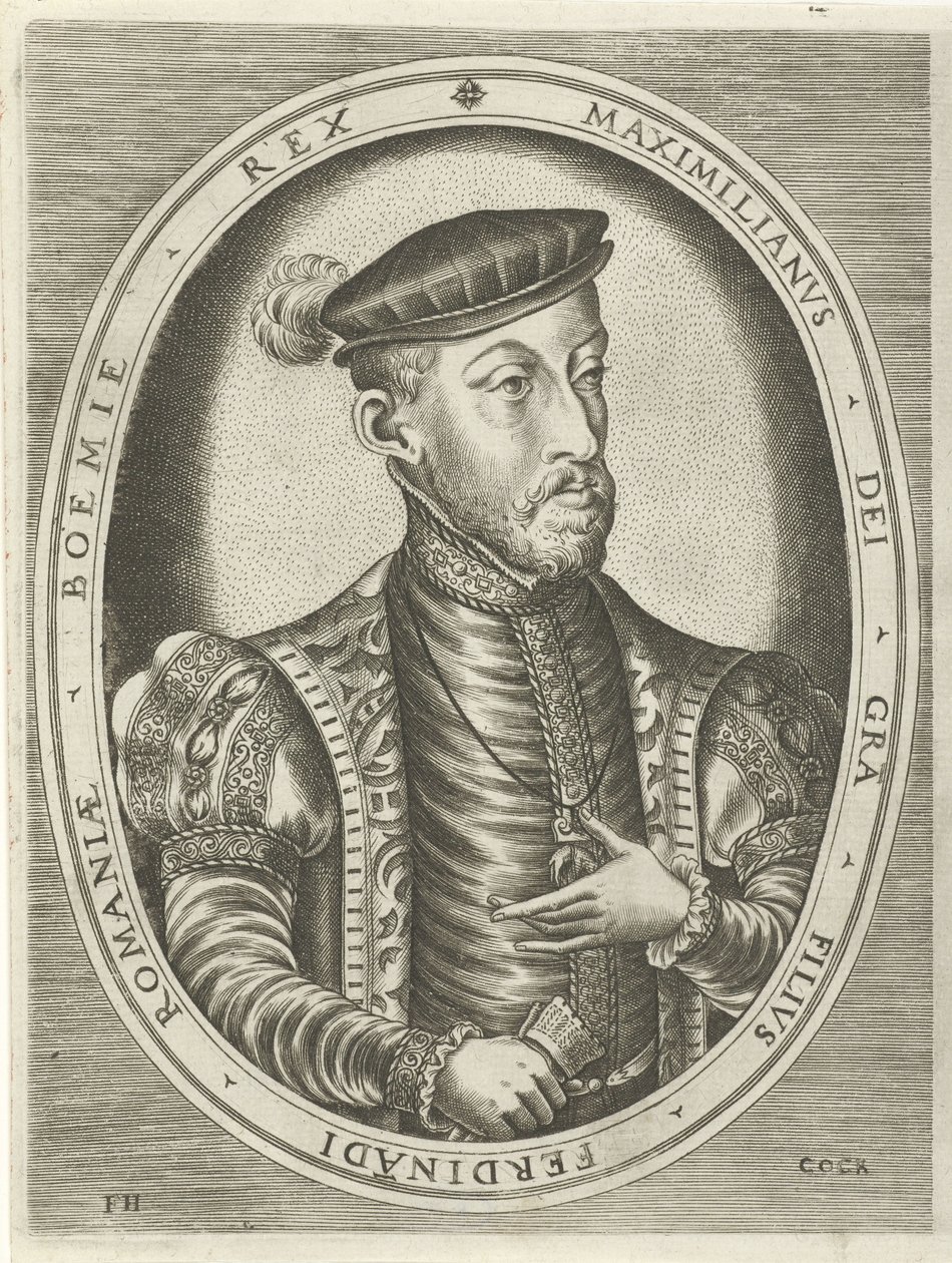 Portret van keizer Maximiliaan II Portretten van koningen, koninginnen, prinsen en prinsessen door Frans Huys