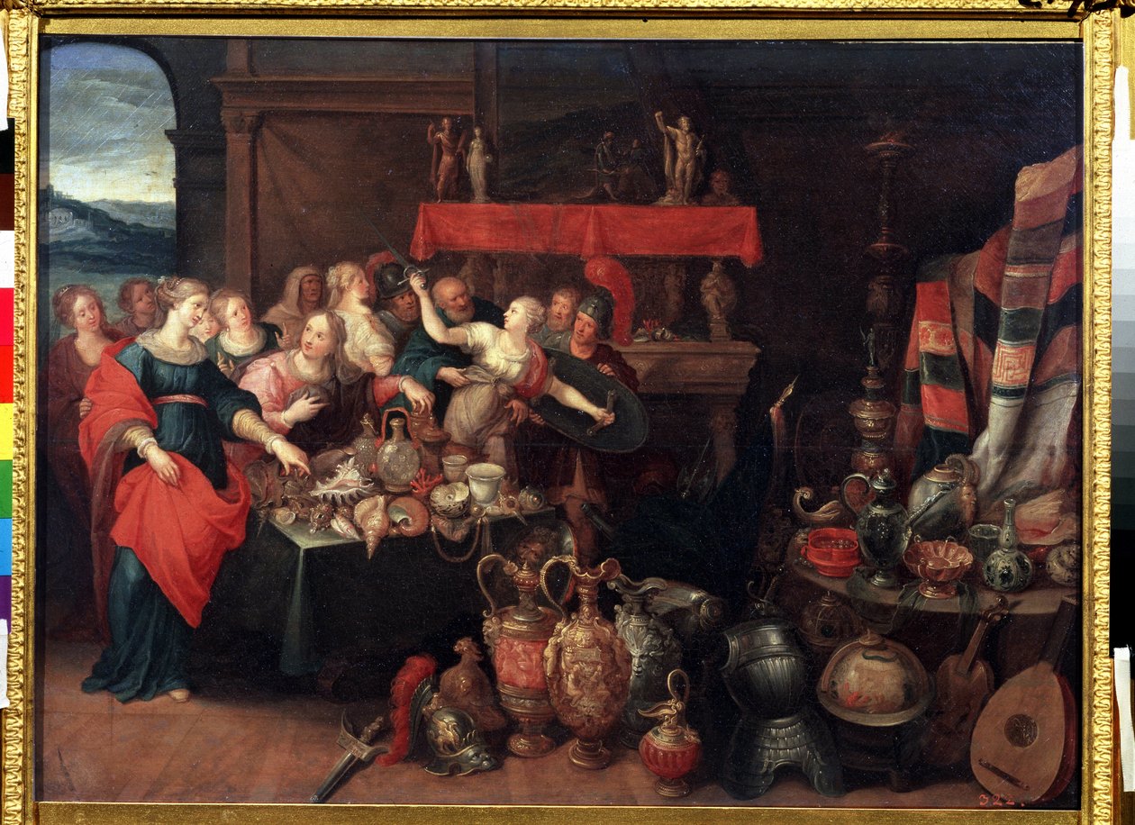 Achilles herkend door Odysseus tussen de dochters van koning Lycomedes door Frans II Francken