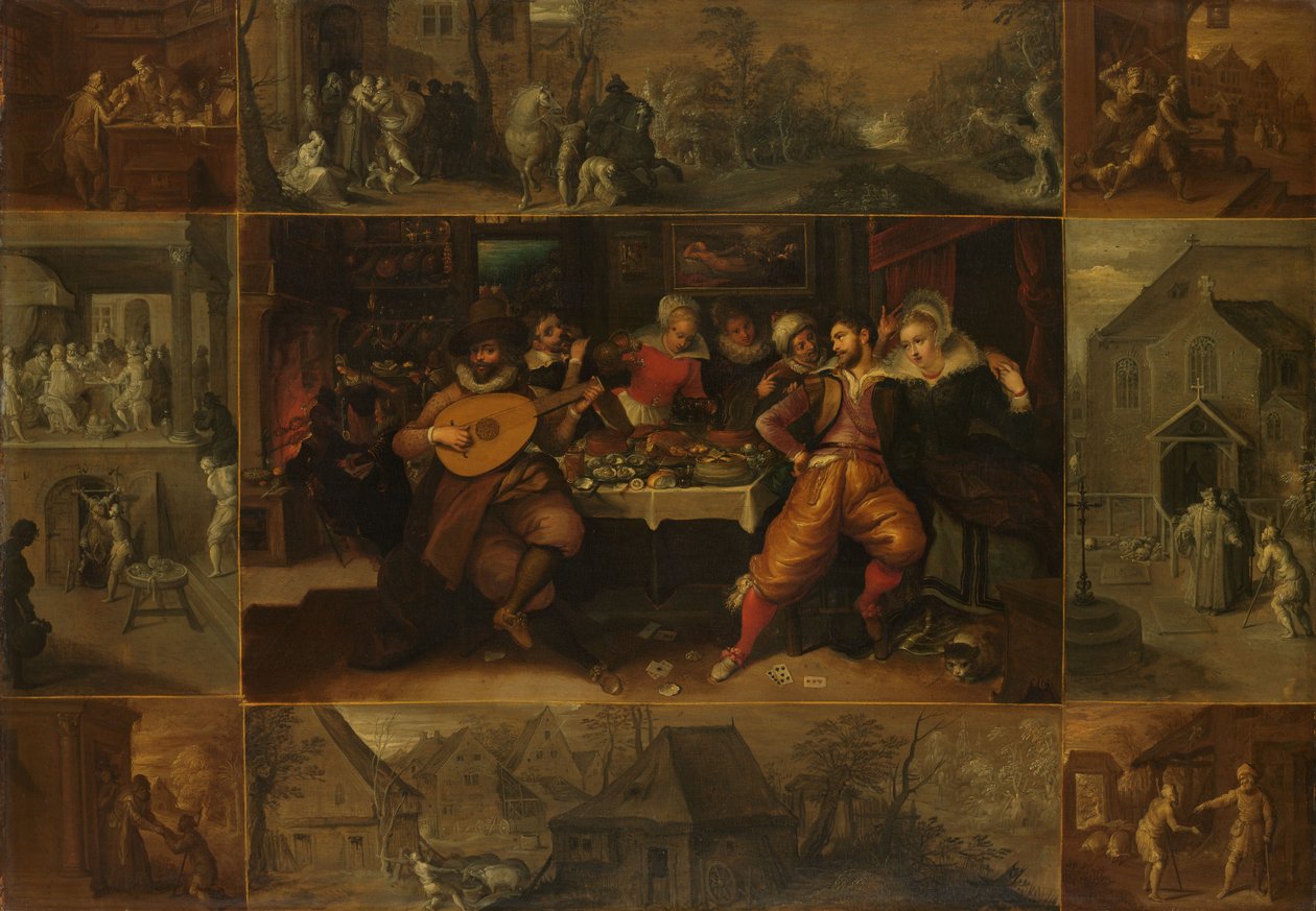 De parabel van de verloren zoon, ca. 1610-1620 (olieverf op paneel) door Frans II Francken
