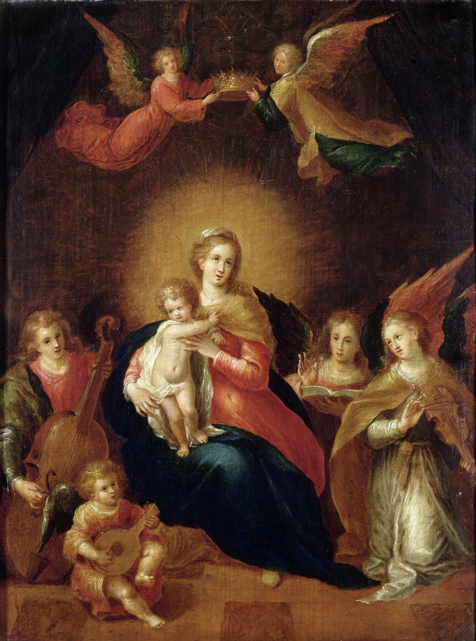 De Maagd en het Kind met musicerende engelen door Frans II Francken the Younger