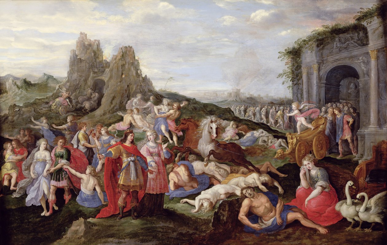 De Slaven en de Furieën van de Liefde door Frans II the Younger (after) Francken