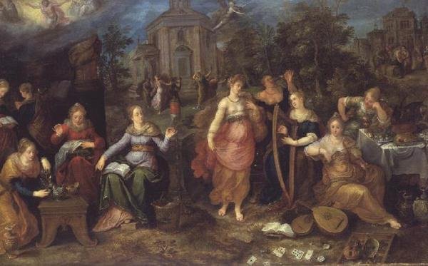 De gelijkenis van de wijze en dwaze maagden door Frans II the Younger Francken