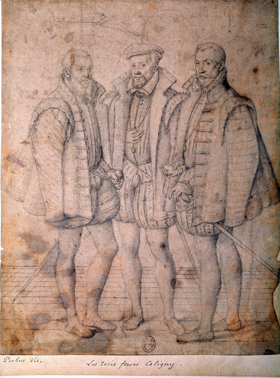 Portret van de drie Coligny: Kardinaal Odet, Gaspard, Admiraal van Frankrijk en Francois, Heer van Andelot door Frans I Pourbus