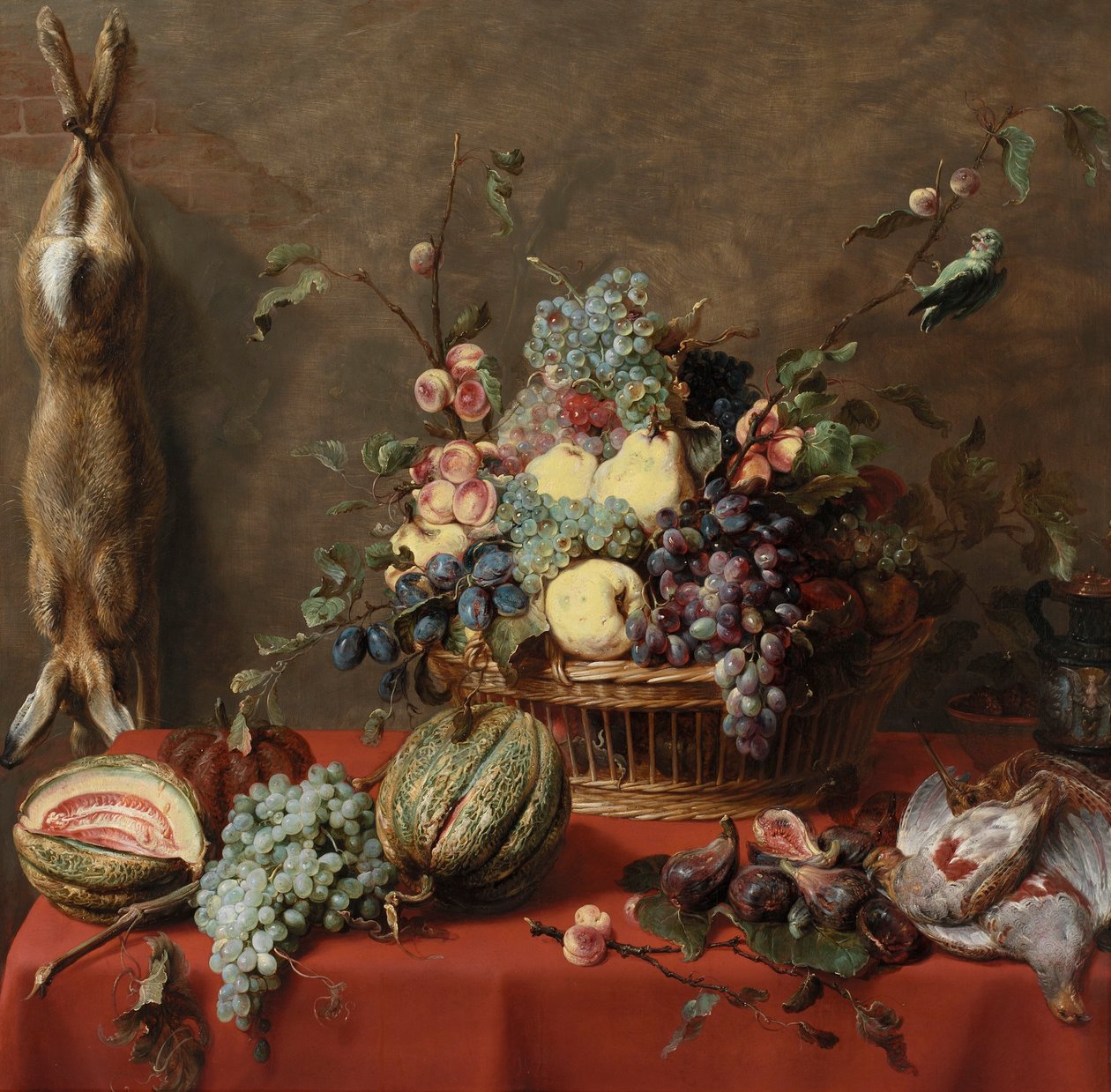 Stilleven met fruit en een dode haas door Frans Snyders
