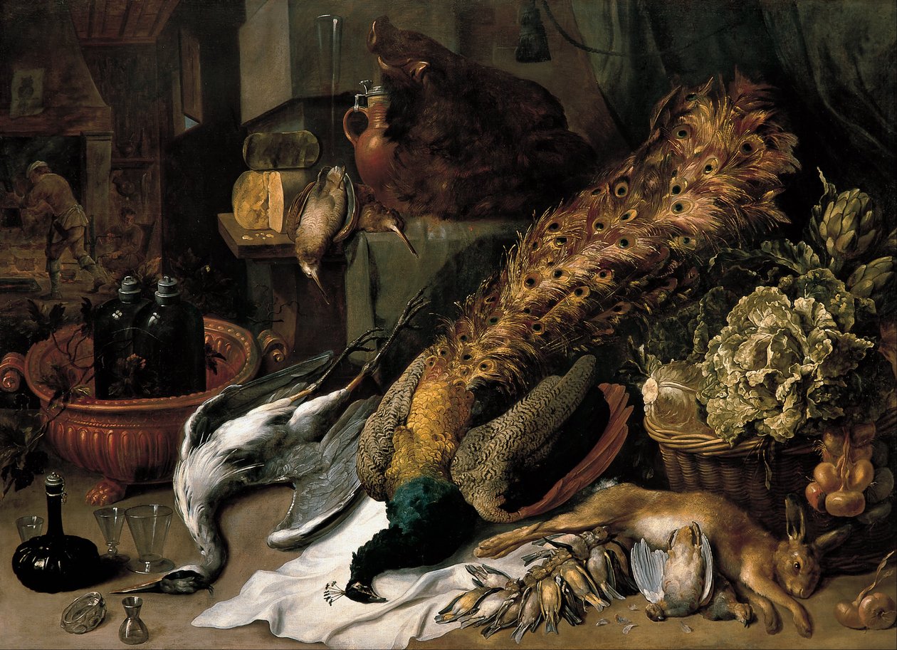 Stilleven met een wijnkoeler door Frans Snyders