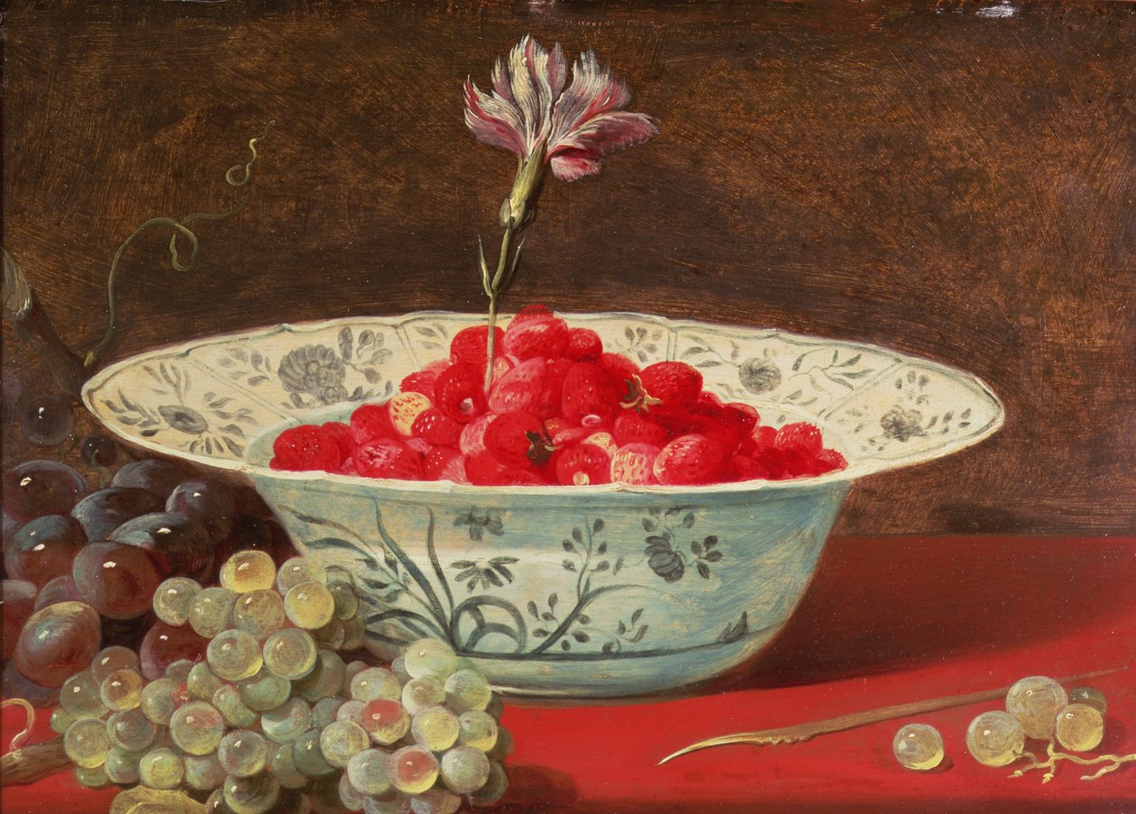 Aardbeien met een anjer door Frans Snyders or Snijders
