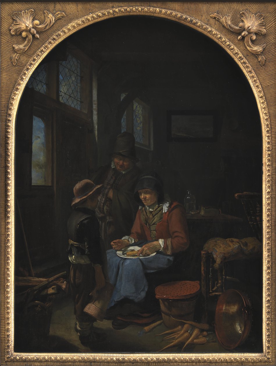 De jongen bier laten halen door Frans van I Mieris