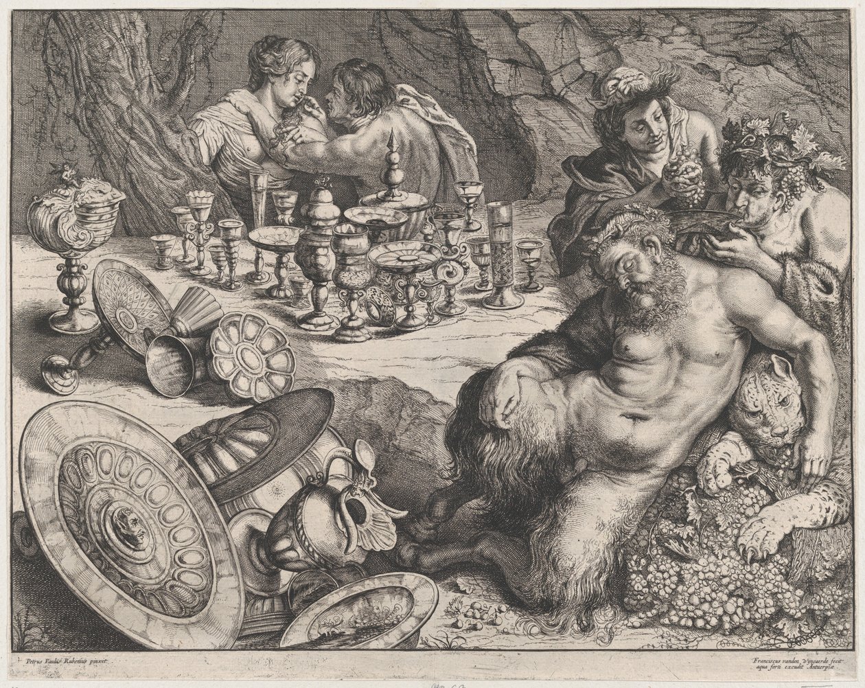 Bacchus en Dronken Silenus door Frans van den Wyngaerde