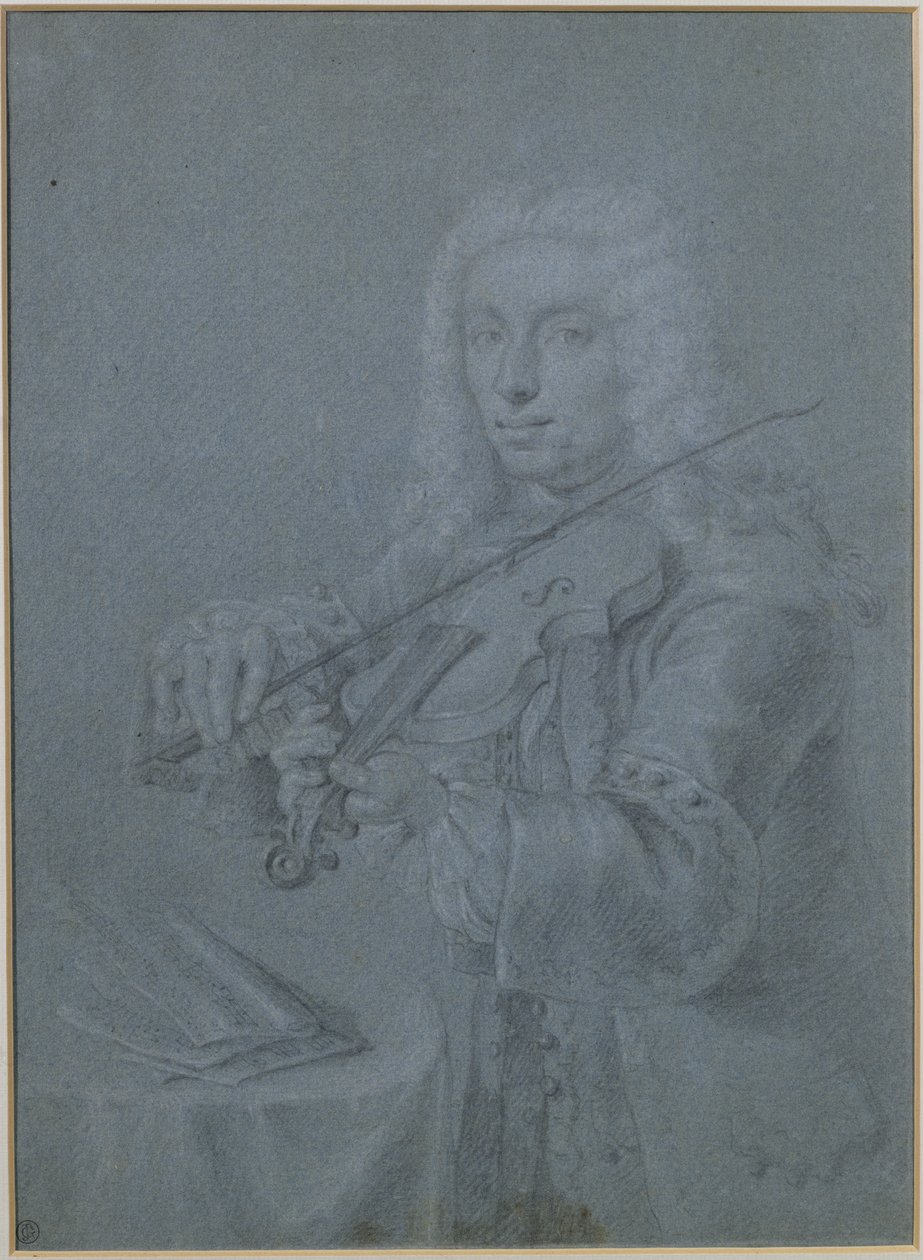 Portret van Francesco Veracini (1690-1768), Italiaanse violist door Franz Ferdinand Richter