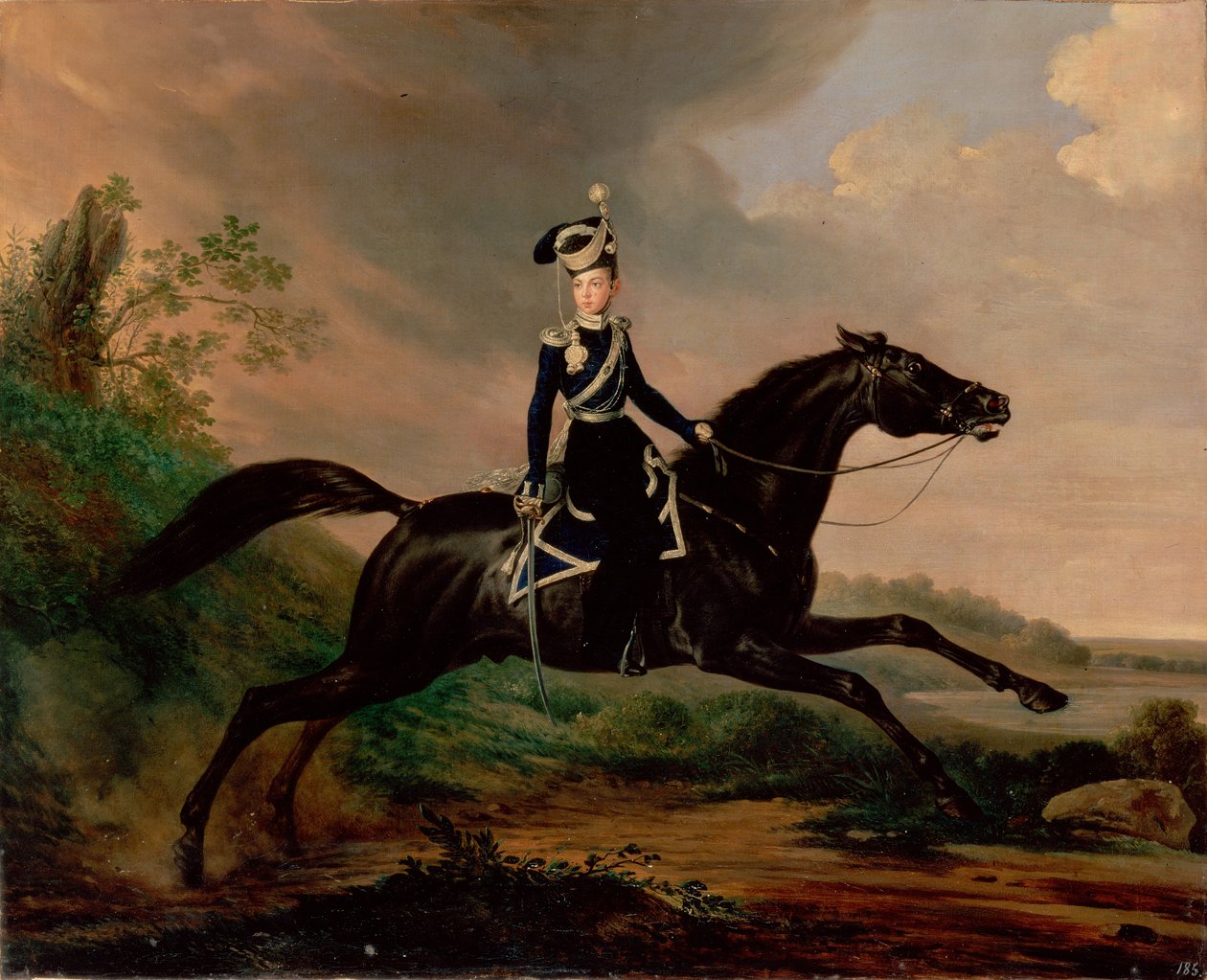 Ruiterportret van Grootvorst Alexander Nikolajevitsj door Franz Krüger