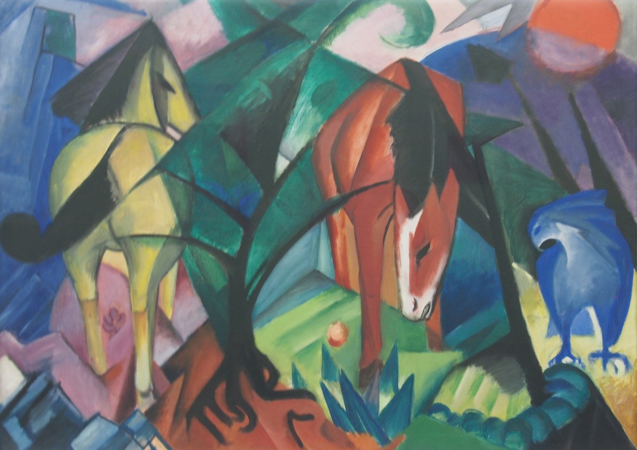 Paarden en Adelaar door Franz Marc