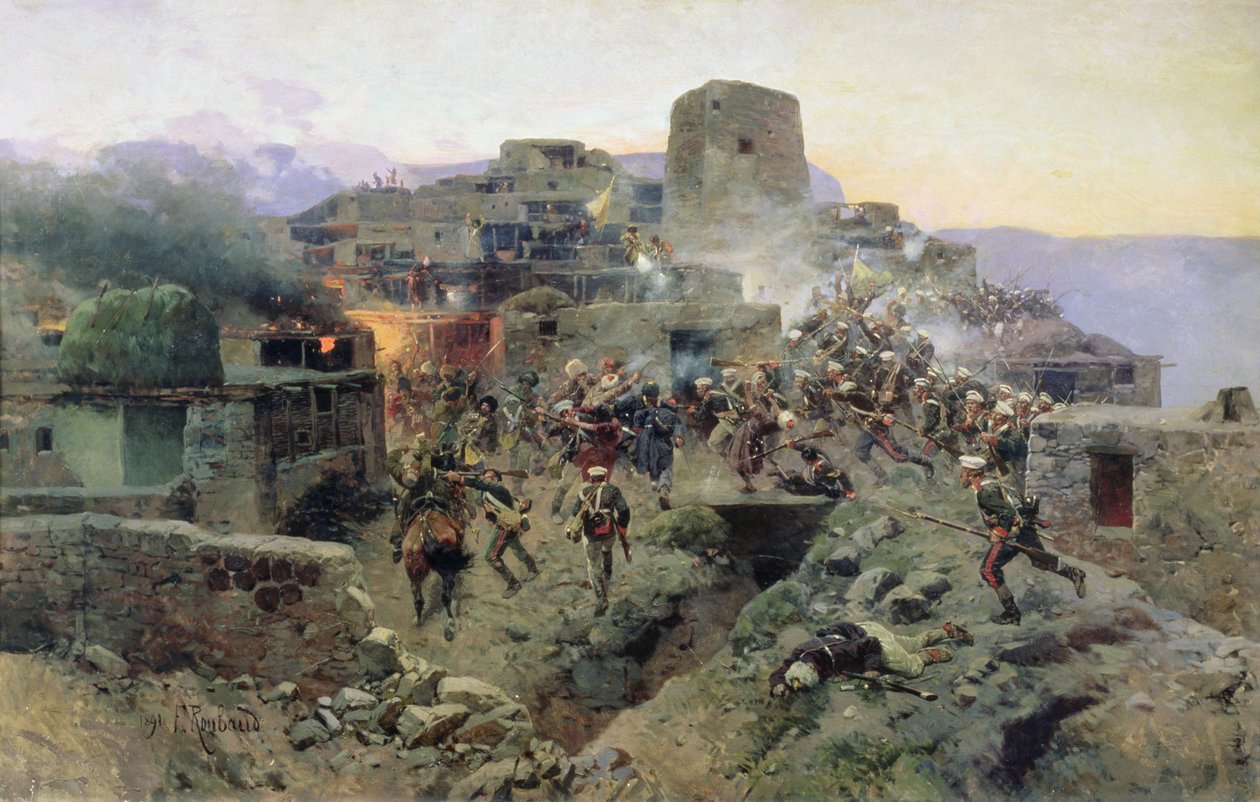 De verovering van Aul Gimry, 17 oktober 1832, 1891 door Franz Roubaud