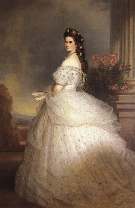 Keizerin Elisabeth van Oostenrijk in hofgala jurk met diamanten sterren door Franz Xaver Winterhalter