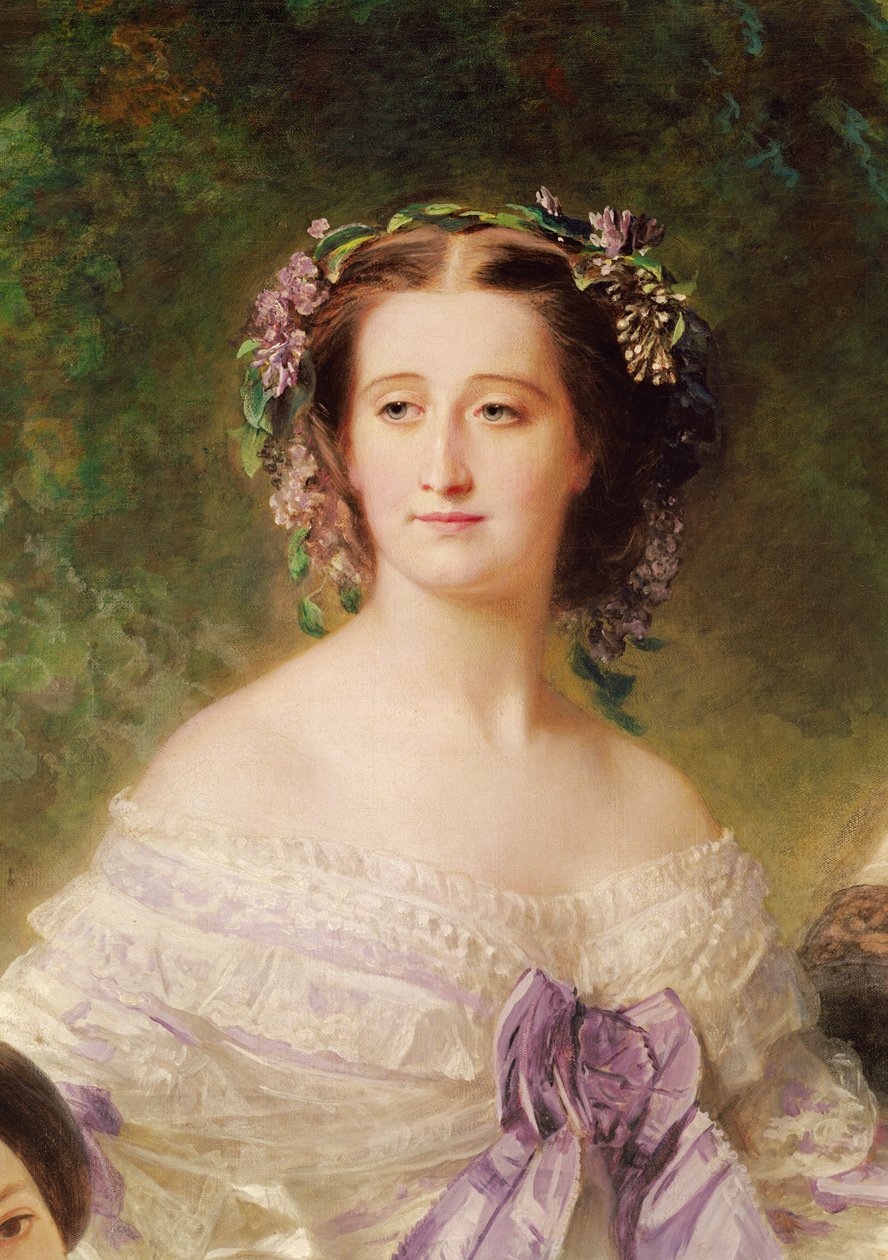 Keizerin Eugenie (1826-1920) en haar Dames in Wachten, detail van de Keizerin, 1755 (detail) door Franz Xaver Winterhalter