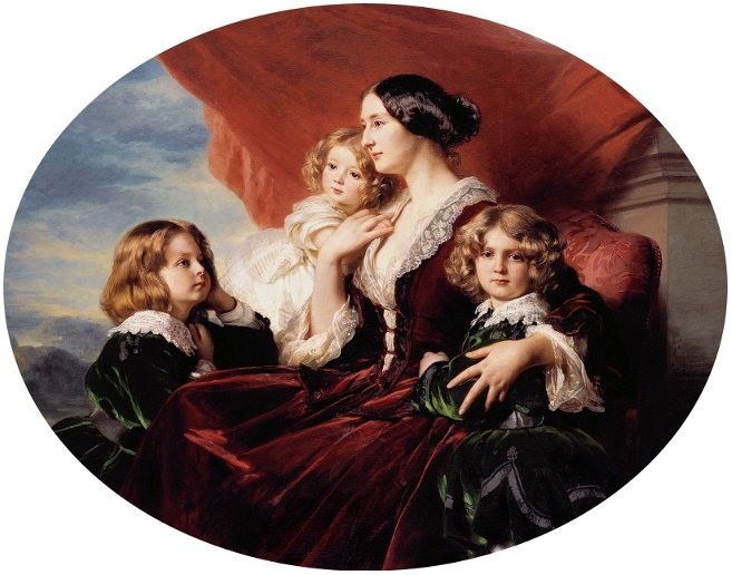 Portret van Eliza Krasiska met kinderen door Franz Xaver Winterhalter