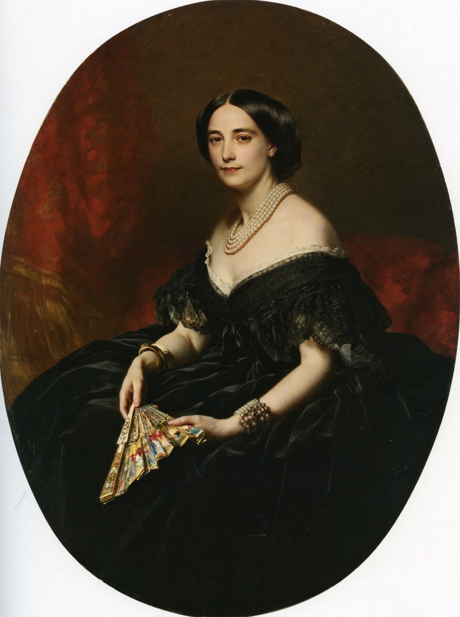 Portret van een dame met een waaier door Franz Xaver Winterhalter
