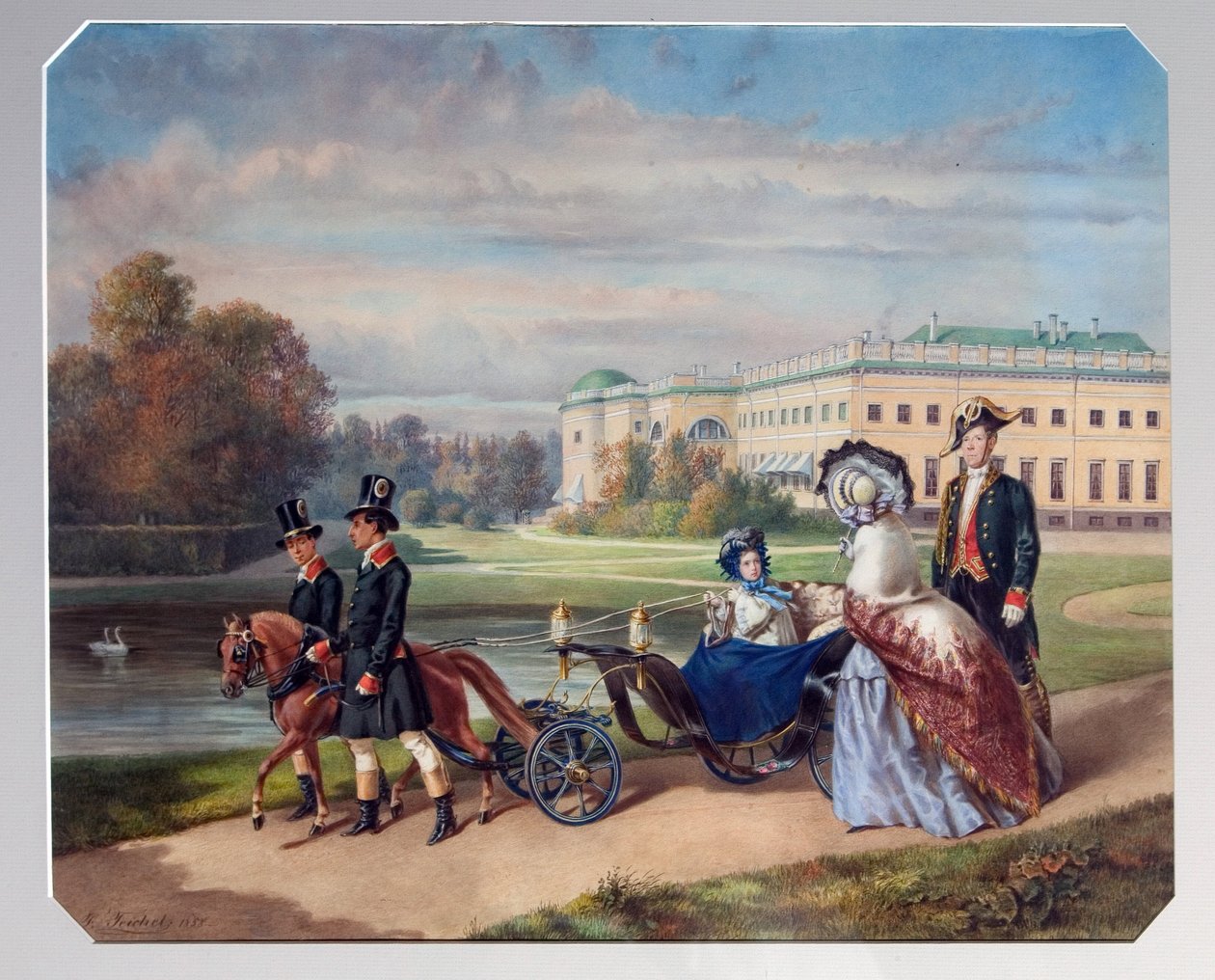 De wandeling van groothertogin Maria Alexandrovna van Rusland door Franz (after) Teichel