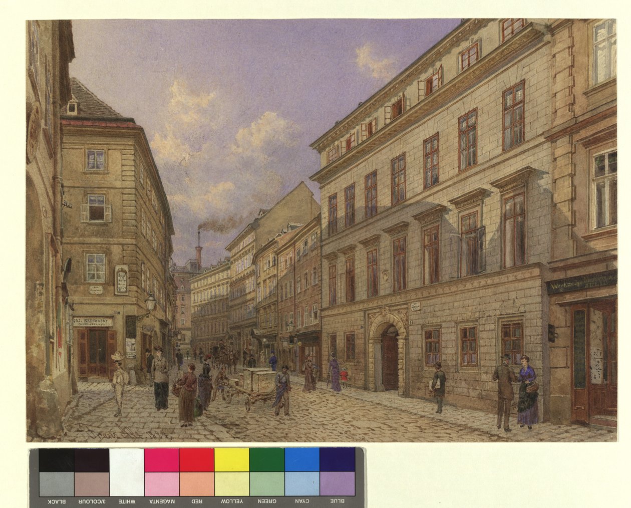 Gezicht op de Riemergasse richting de Singerstraße door Franz Alt
