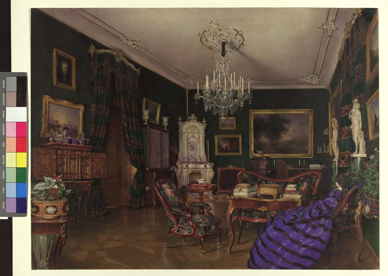 Het salon van gravin Demblin in Hietzing door Franz Alt