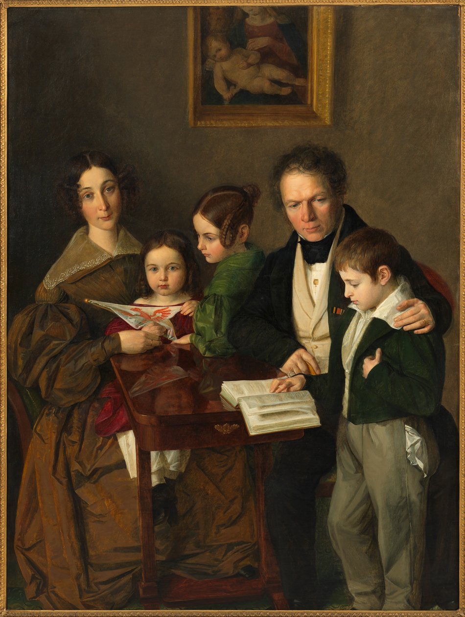 De componist Johann Baptist Gänsbacher 1778-1844 en zijn familie, ca. 1838 door Franz Anton Stecher