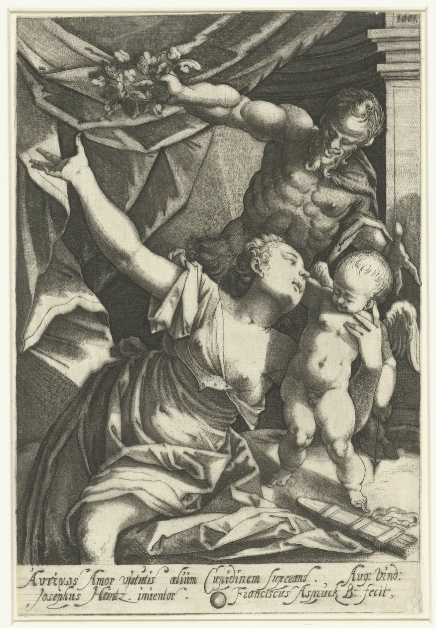 Venus en Amor met Pan door Franz Aspruck