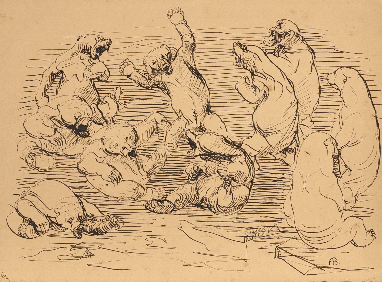 Vechtende beren door Franz Barwig d. Ä.