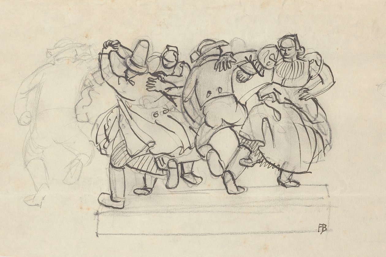 Studie voor een reliëf met dansende boeren door Franz Barwig d. Ä.