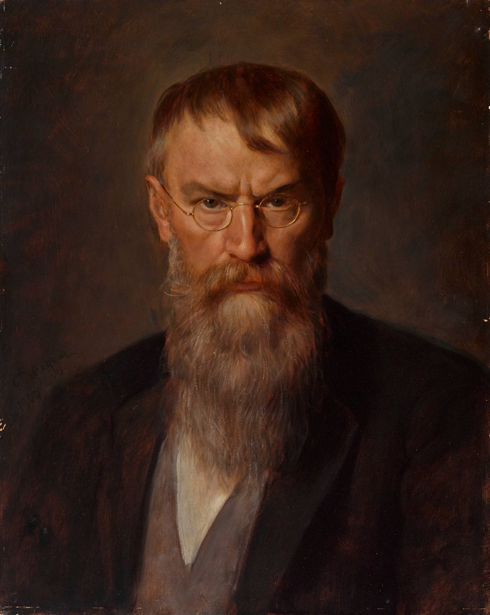 Portret van Franz von Lenbach 1836-1904, 1907 door Franz Defregger von