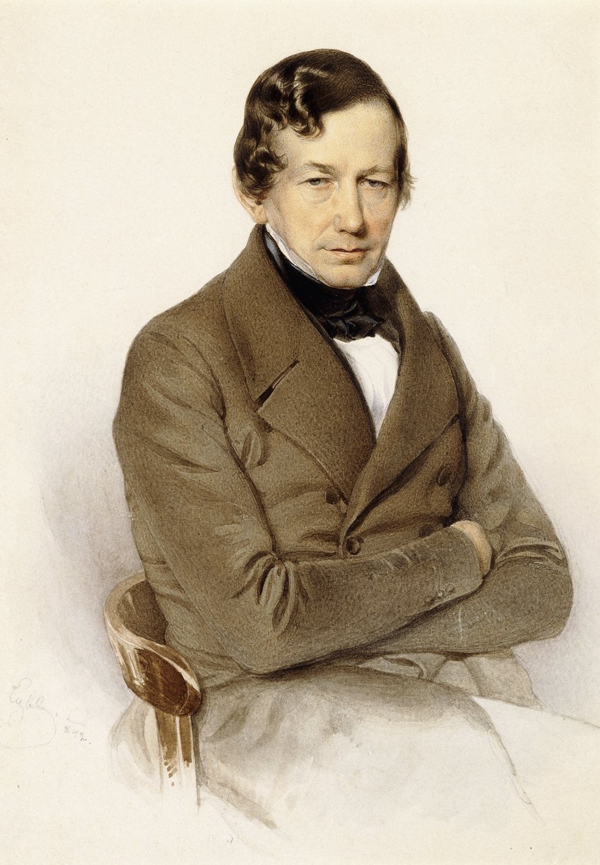 Portret van Anton Diabelli, zittend half lengte, 1842 door Franz Eybl