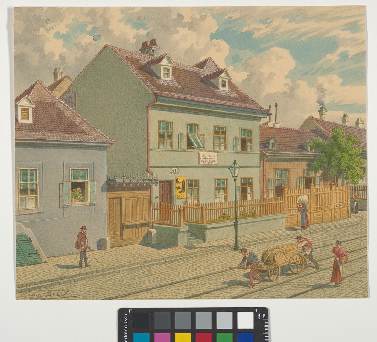 19e district, Gymnasiumstraße 87 - woon- en sterfhuis van Josef Lanner door Franz Gerasch