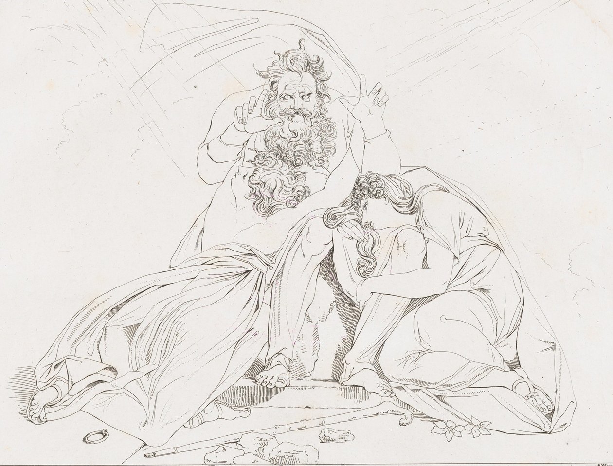 Der Tod des Oedipus, 1806 door Franz Hegi
