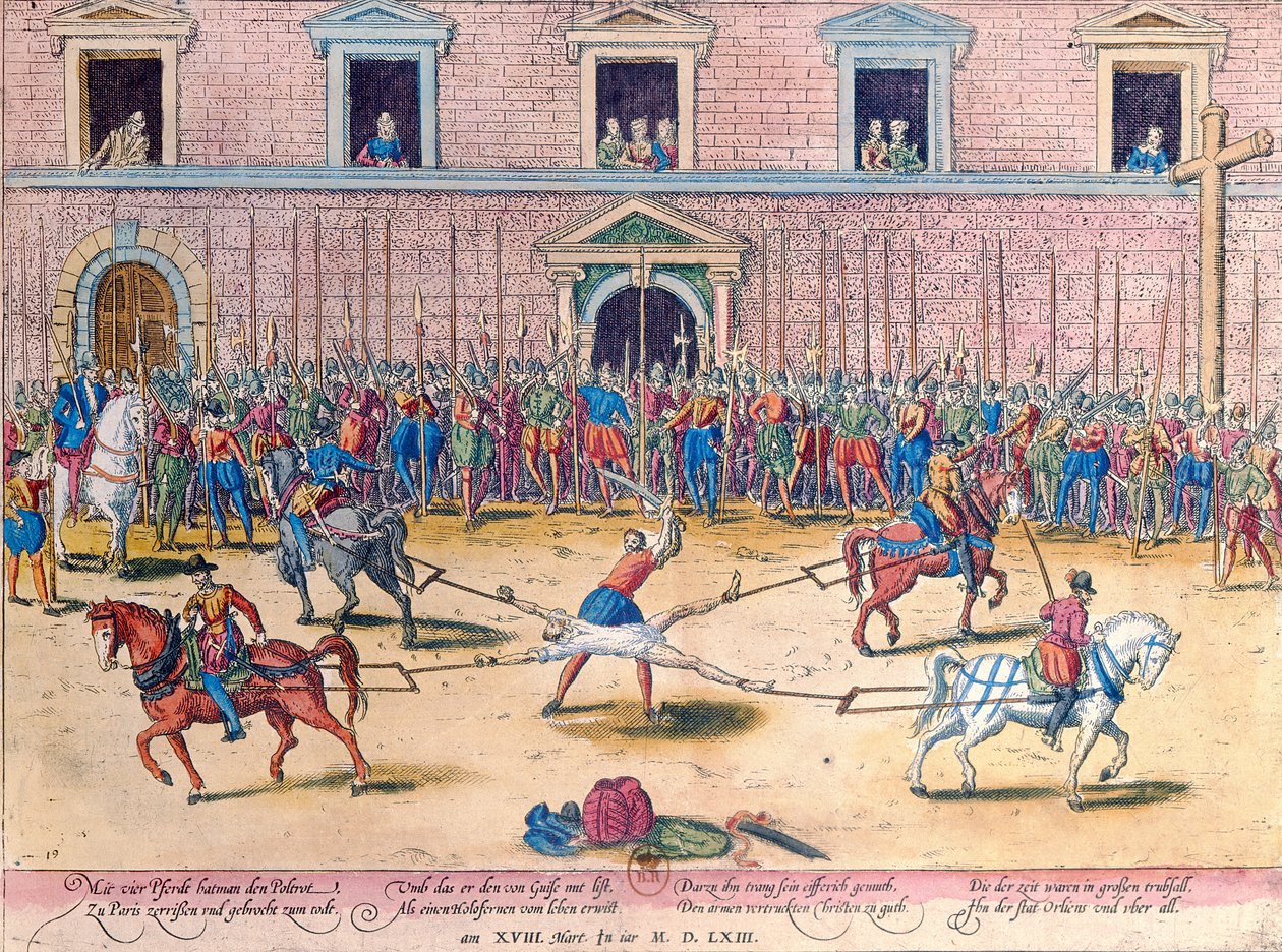 Executie van Jean de Poltrot, Heer van Mere, op 18 maart 1563 door Franz Hogenberg