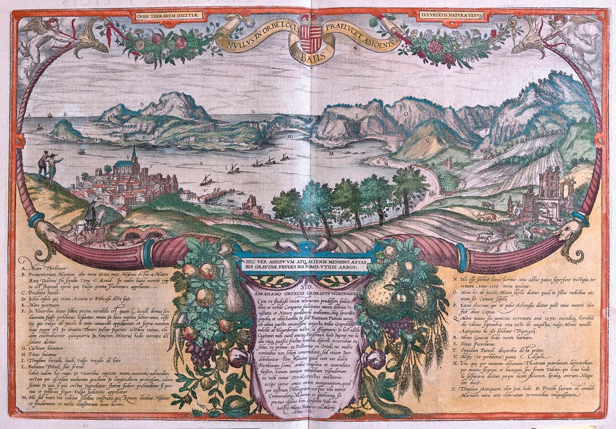 Golf van Baia (Berries), Ischia en Pozzuoli, Italië (gravure) door Franz Hogenberg