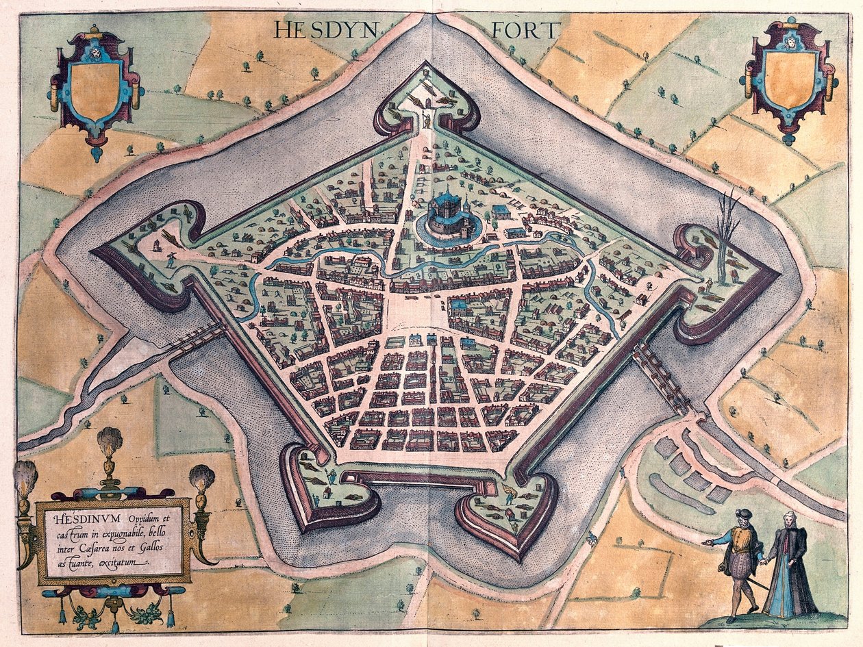 Hesdin, Frankrijk (gravure) door Franz Hogenberg