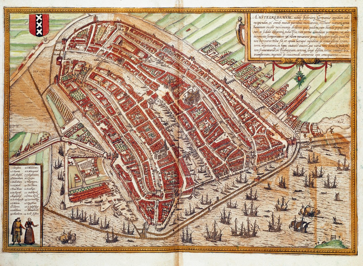 Kaart van Amsterdam door Franz Hogenberg