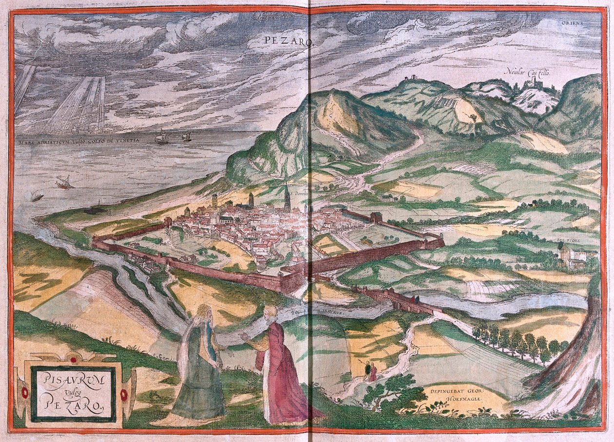 Pesaro, Italië (gravure) door Franz Hogenberg