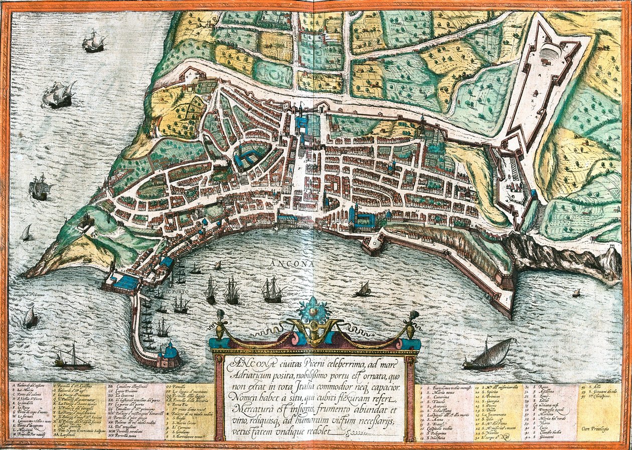 Plan van Ancona, Italië door Franz Hogenberg