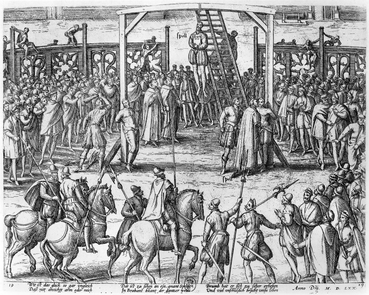 Scènes van ophanging in Vlaanderen, 1570 door Franz Hogenberg