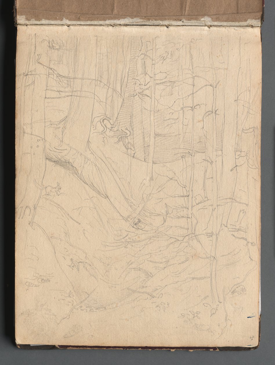 Album met uitzichten van Rome en omgeving, landschapsstudies, pagina 01a: Romeins landschap door Franz Johann Heinrich Nadorp