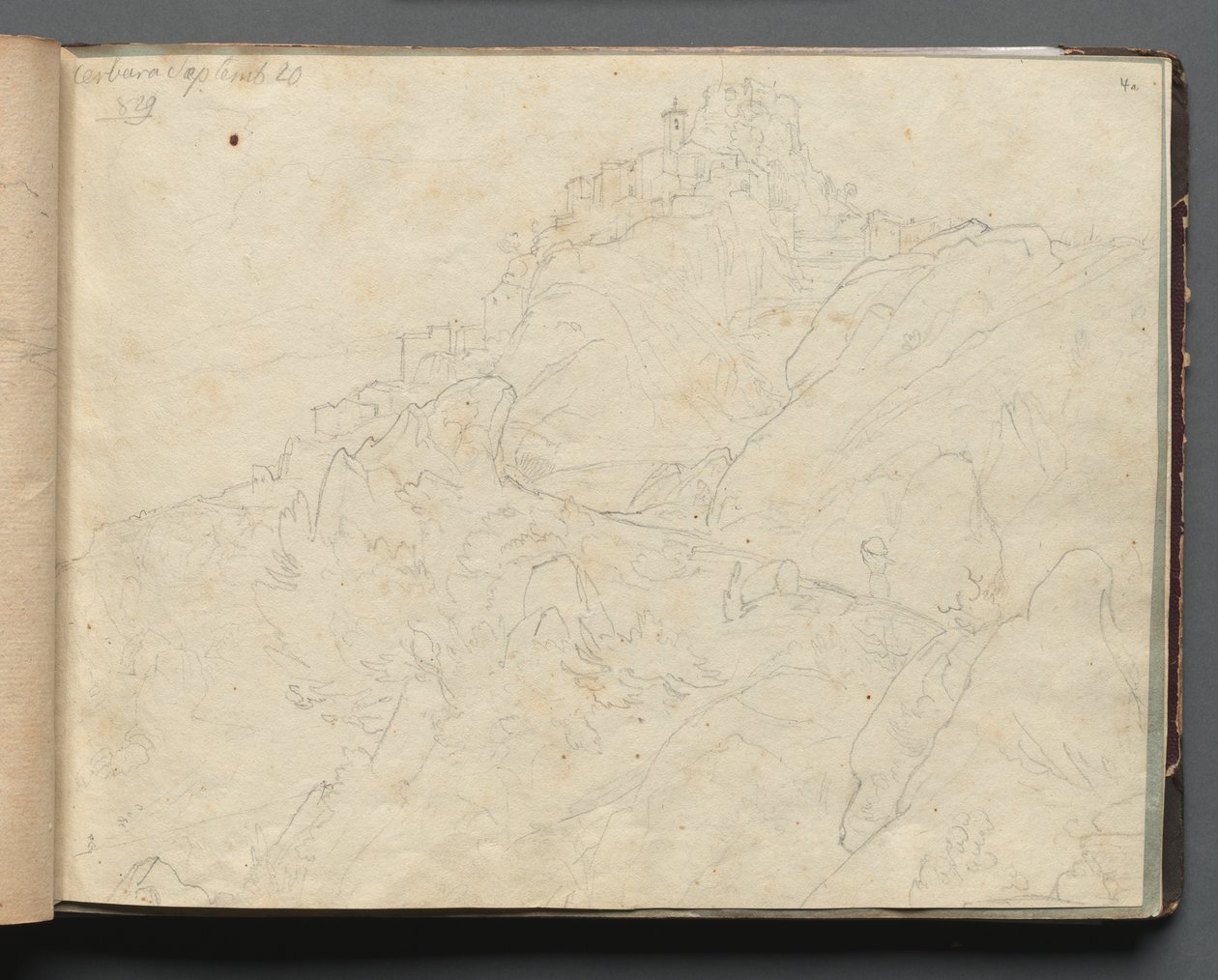 Album met uitzichten van Rome en omgeving, landschapsstudies, pagina 04a: Cervera door Franz Johann Heinrich Nadorp