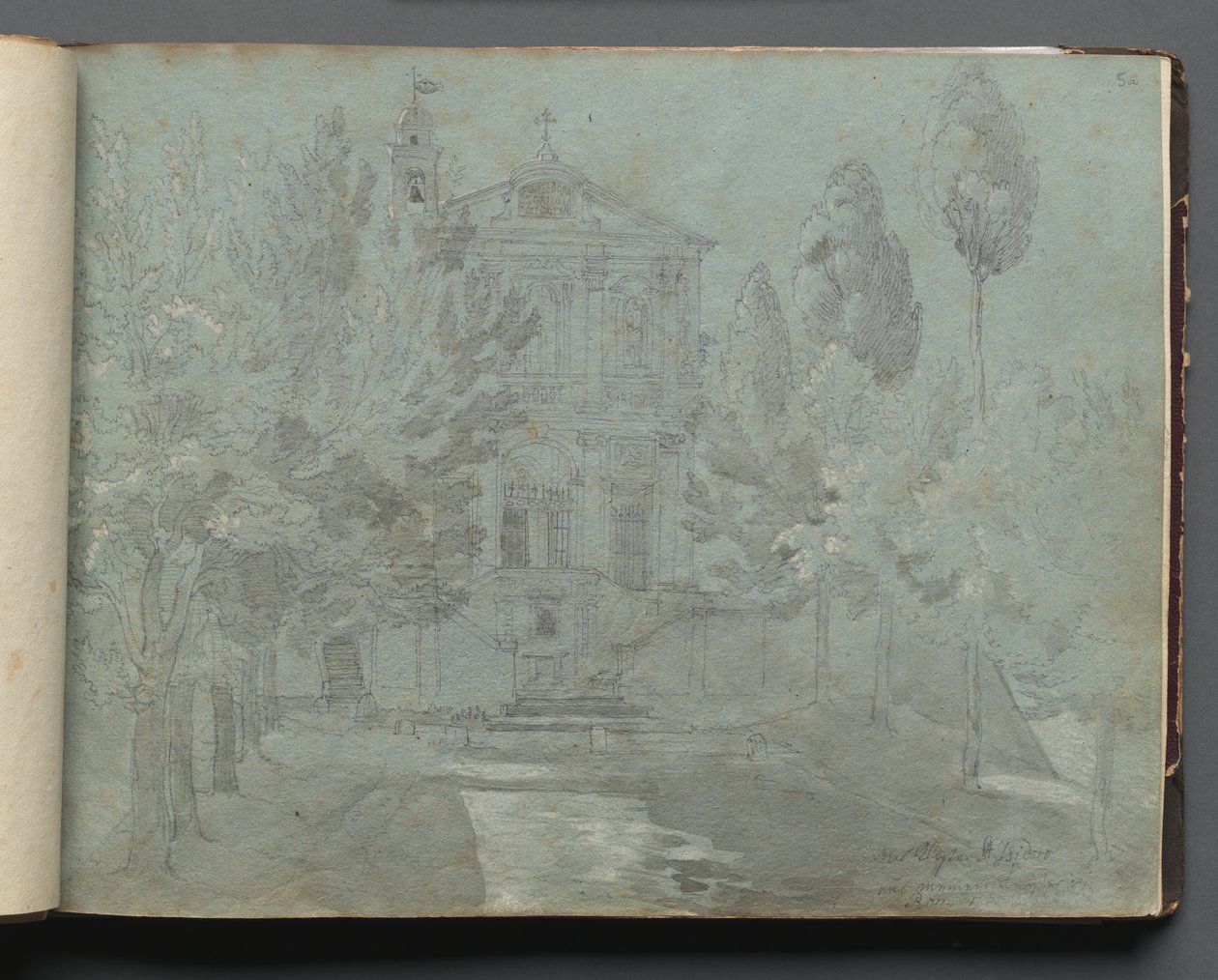 Album met uitzichten van Rome en omgeving, landschapsstudies, pagina 05a: "Saint Isidoro" door Franz Johann Heinrich Nadorp