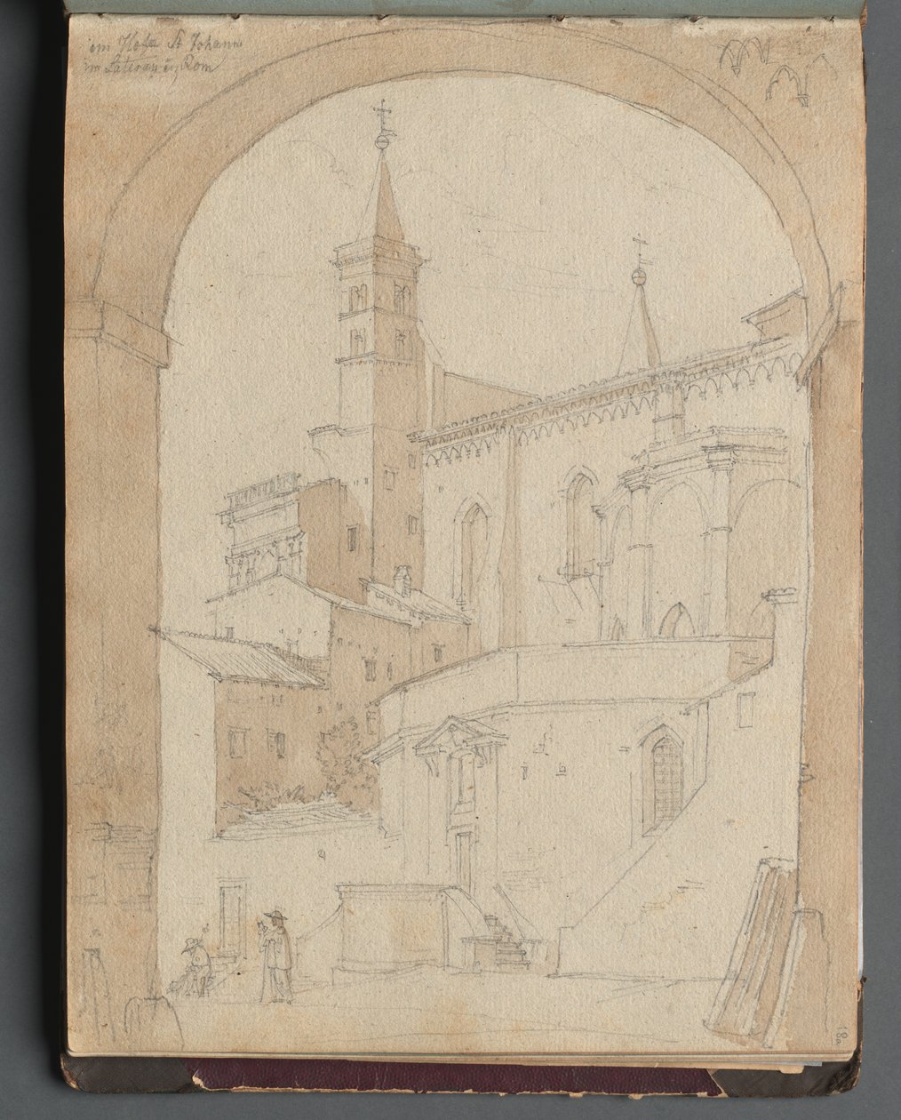 Album met uitzichten van Rome en omgeving, landschapsstudies, pagina 18a: Sint-Jan van Lateranen, Rome door Franz Johann Heinrich Nadorp