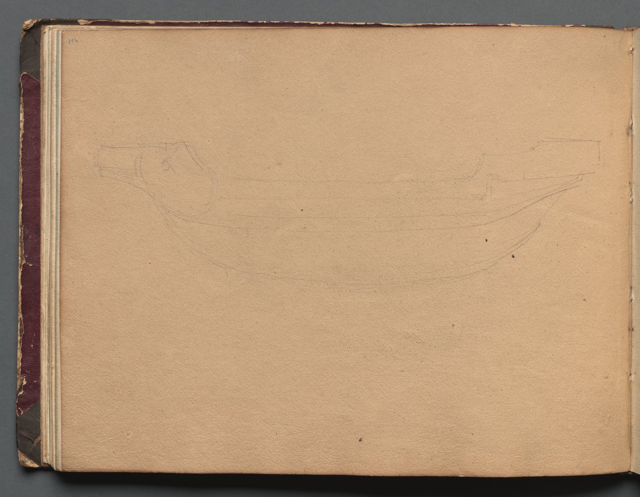 Album met Zichten op Rome en Omgeving, Landschapsstudies, pagina 19b: Schets van een Boot door Franz Johann Heinrich Nadorp