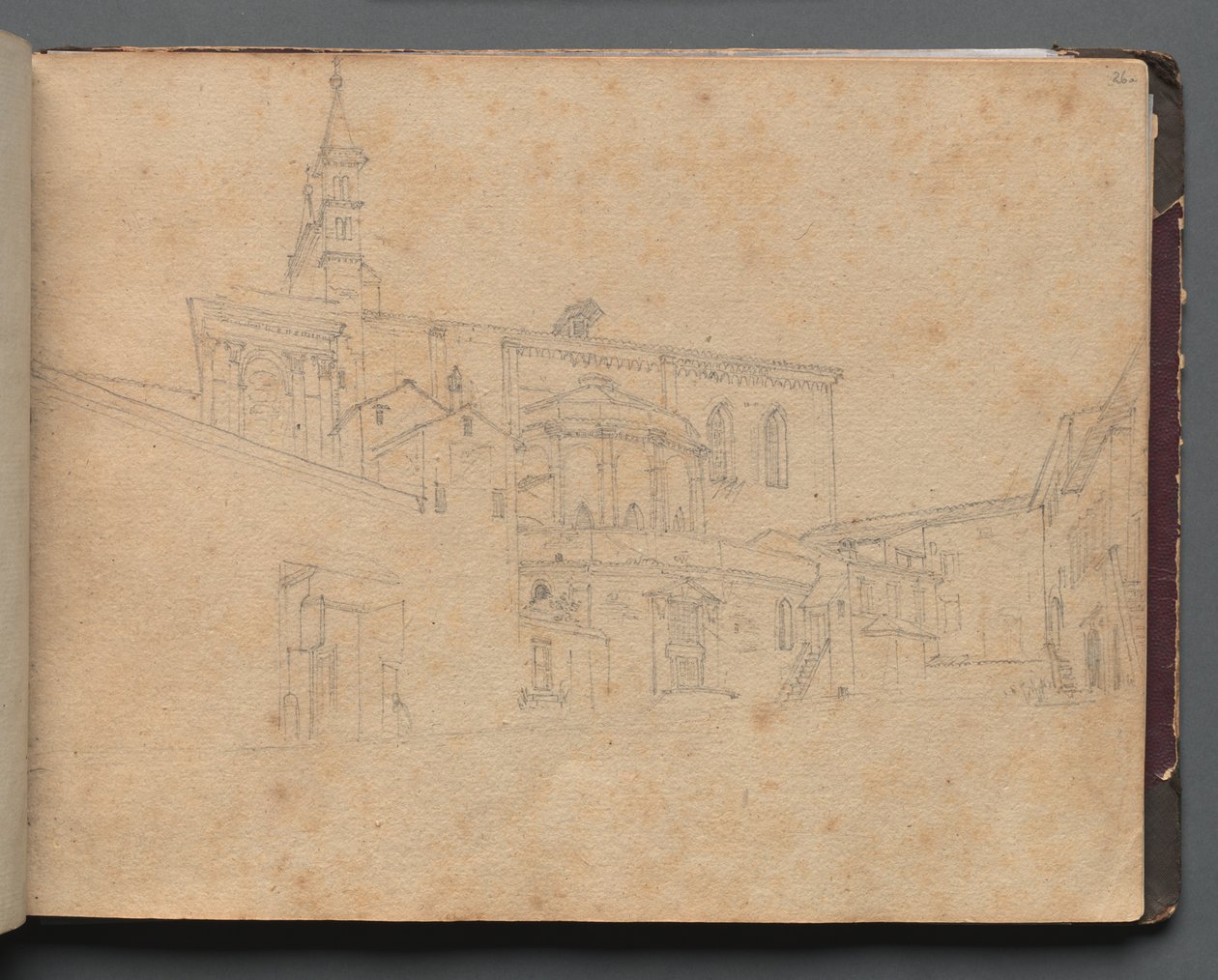Album met Zichten van Rome en Omgeving, Landschapsstudies, pagina 26a: Romeins Architecturaal Zicht door Franz Johann Heinrich Nadorp