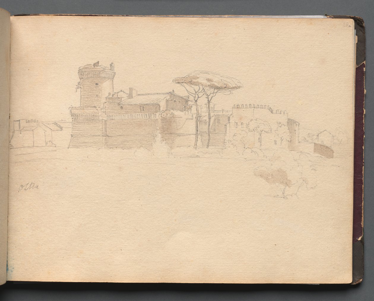 Album met uitzichten van Rome en omgeving, landschapsstudies, pagina 28a: Ostia door Franz Johann Heinrich Nadorp