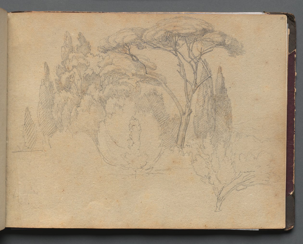 Album met uitzichten van Rome en omgeving, landschapsstudies, pagina 29a: Landschapsstudie door Franz Johann Heinrich Nadorp