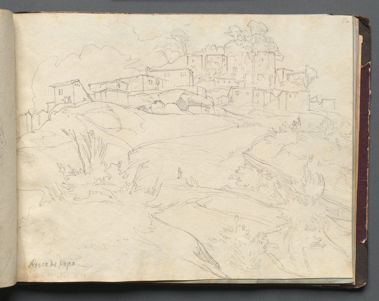 Album met Zichten op Rome en Omgeving, Landschapsstudies, pagina 35a: "Rocca di Papa" door Franz Johann Heinrich Nadorp