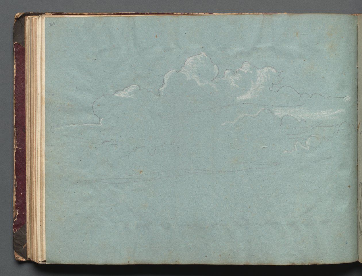 Album met Zichten op Rome en Omgeving, Landschapsstudies, pagina 36b: Wolkenstudie door Franz Johann Heinrich Nadorp