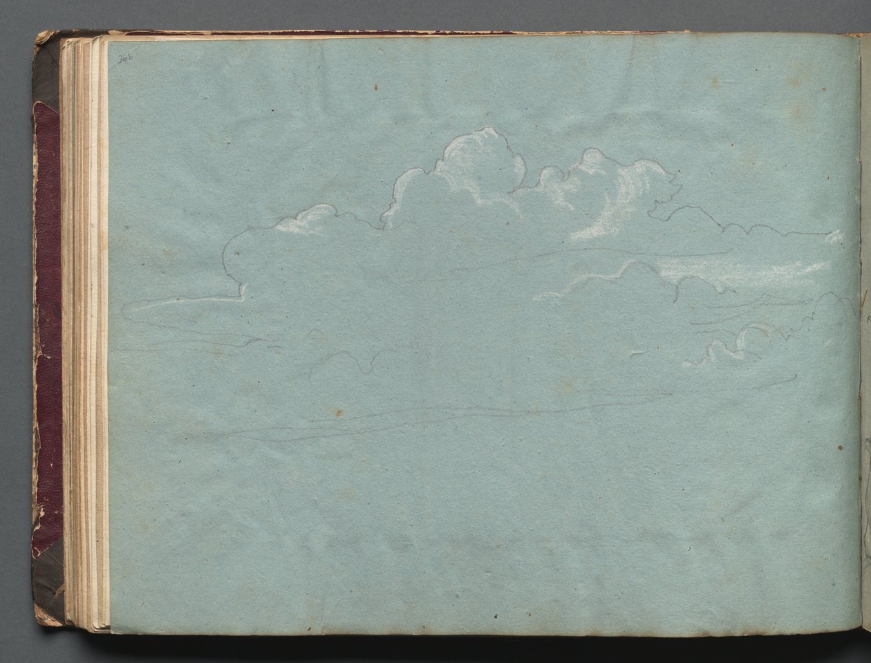 Album met Zichten op Rome en Omgeving, Landschapsstudies, pagina 36b: Wolkenstudie door Franz Johann Heinrich Nadorp