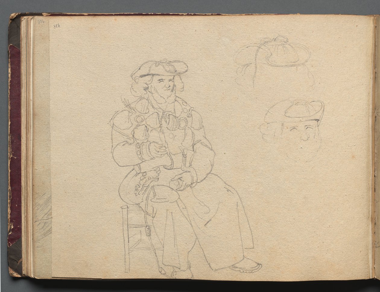 Album met Zichten van Rome en Omgeving, Landschapsstudies, pagina 38b: Figurenstudie door Franz Johann Heinrich Nadorp